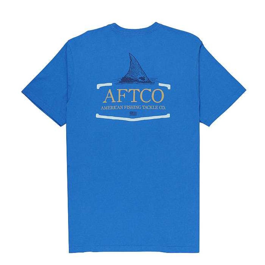 Men'S AFTCO T-Shirts | Tall Tail Short Sleeve Shirt For Men Nautical Blue