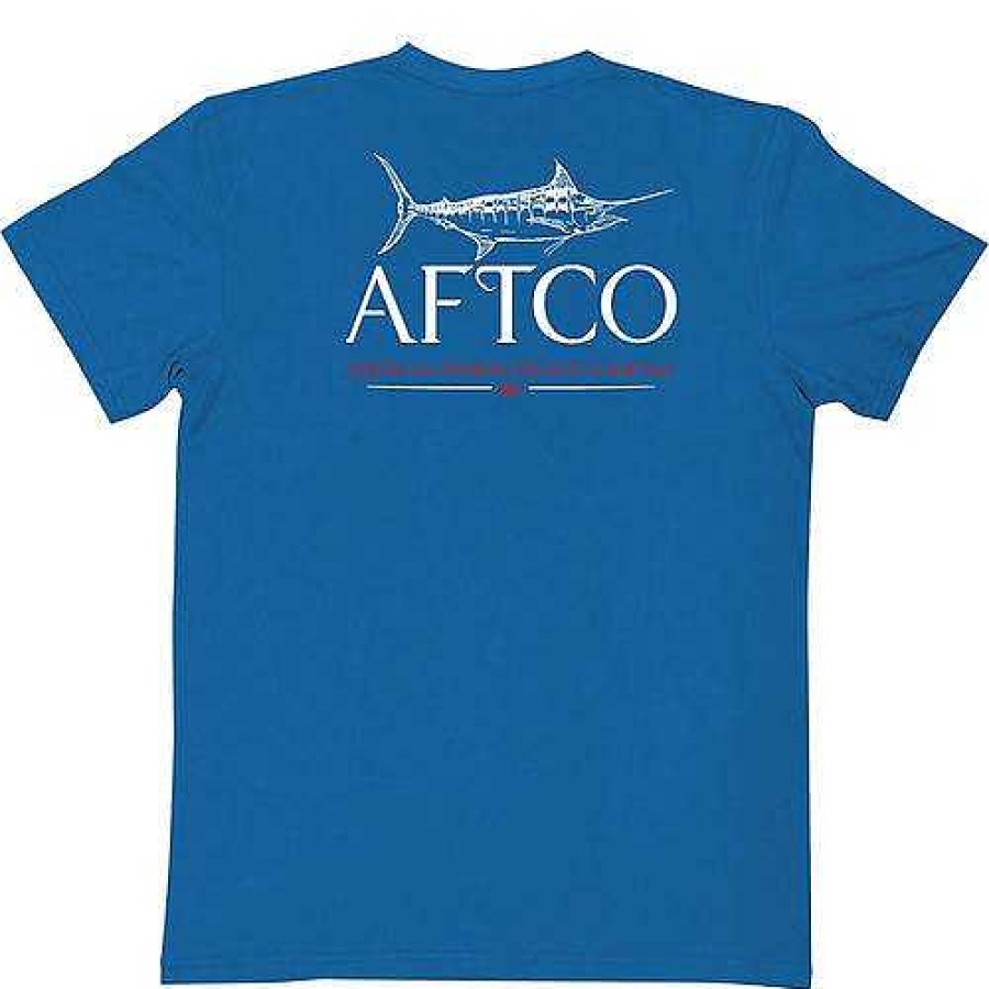 Men'S AFTCO T-Shirts | Starlight Short Sleeve For Men Nautical Blue