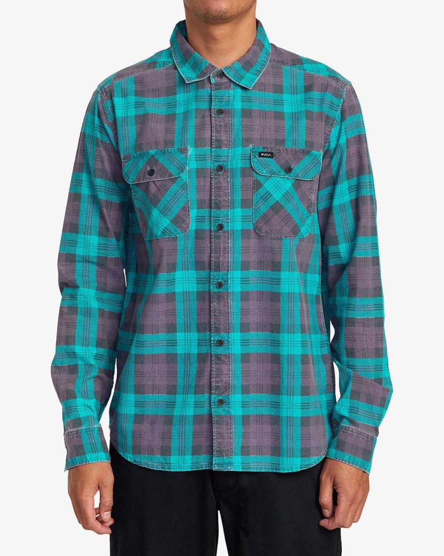 Men'S RVCA Shirts | Panhandle Flannel Shirt For Men Purps