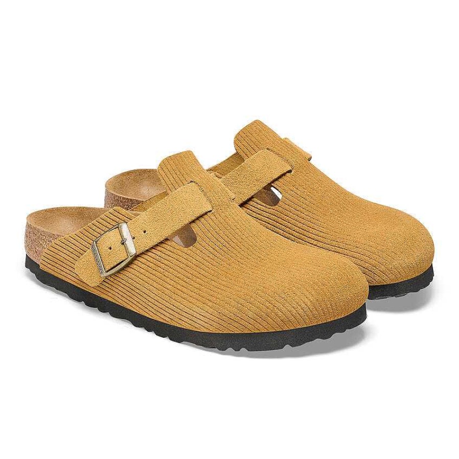 Footwear Birkenstock Shoes | Boston Suede Embossed Shoes For Women Cork Brown