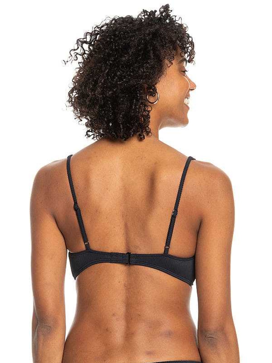 Women'S Roxy Swimwear | Rib Roxy Love The Oceana V Bikini Top For Women Anthracite