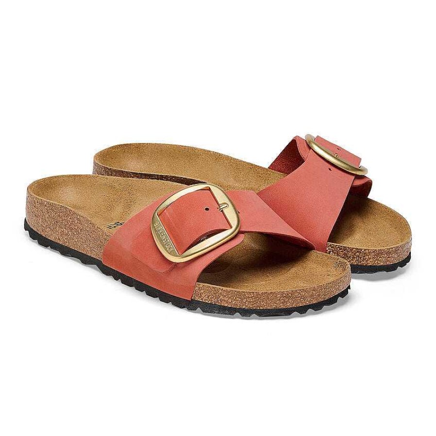 Footwear Birkenstock Sandals | Madrid Big Buckle Nubuck Leather Sandals For Women Mars Red