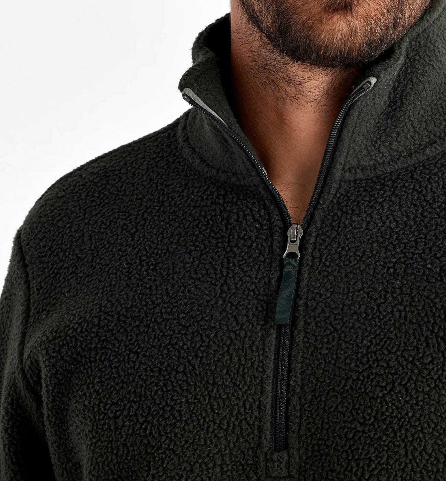 Men'S Free Fly Apparel Fleece | Bamboo Sherpa Fleece Quarter Zip For Men Onyx