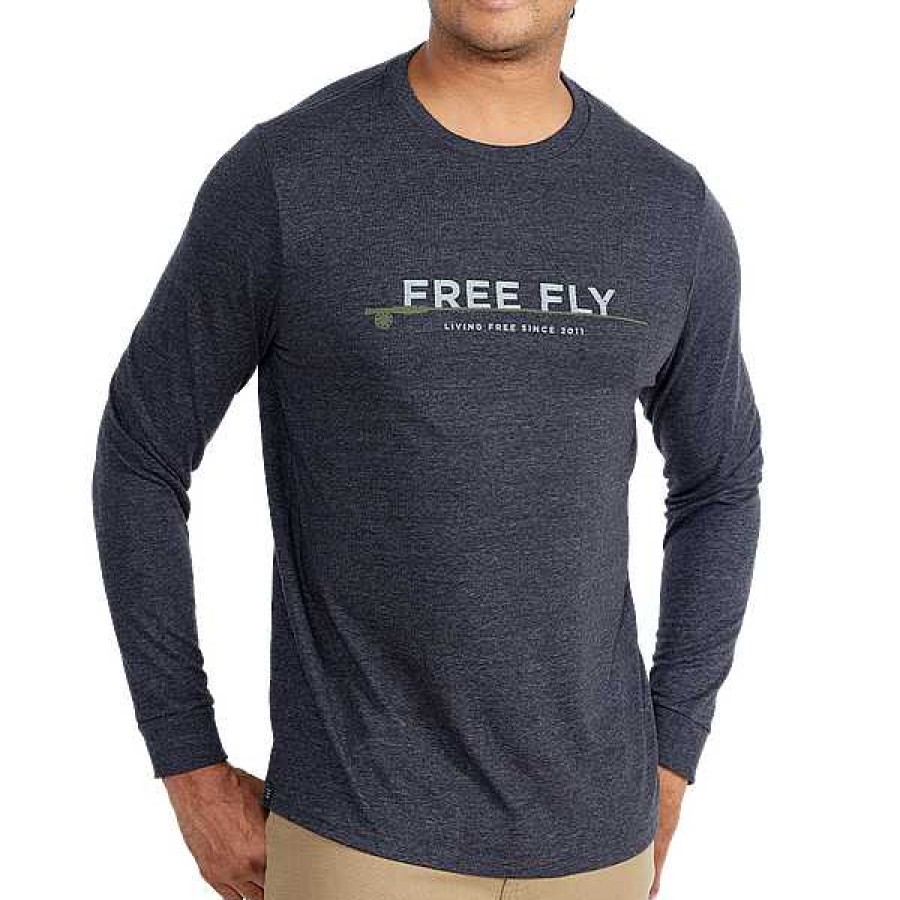 Men'S Free Fly Apparel T-Shirts | 8 Weight Long Sleeve T-Shirt For Men Heather Charcoal