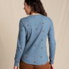 Women'S Toad&Co Shirts | Foothill Long Sleeve Crew For Women North Shore Motif Print