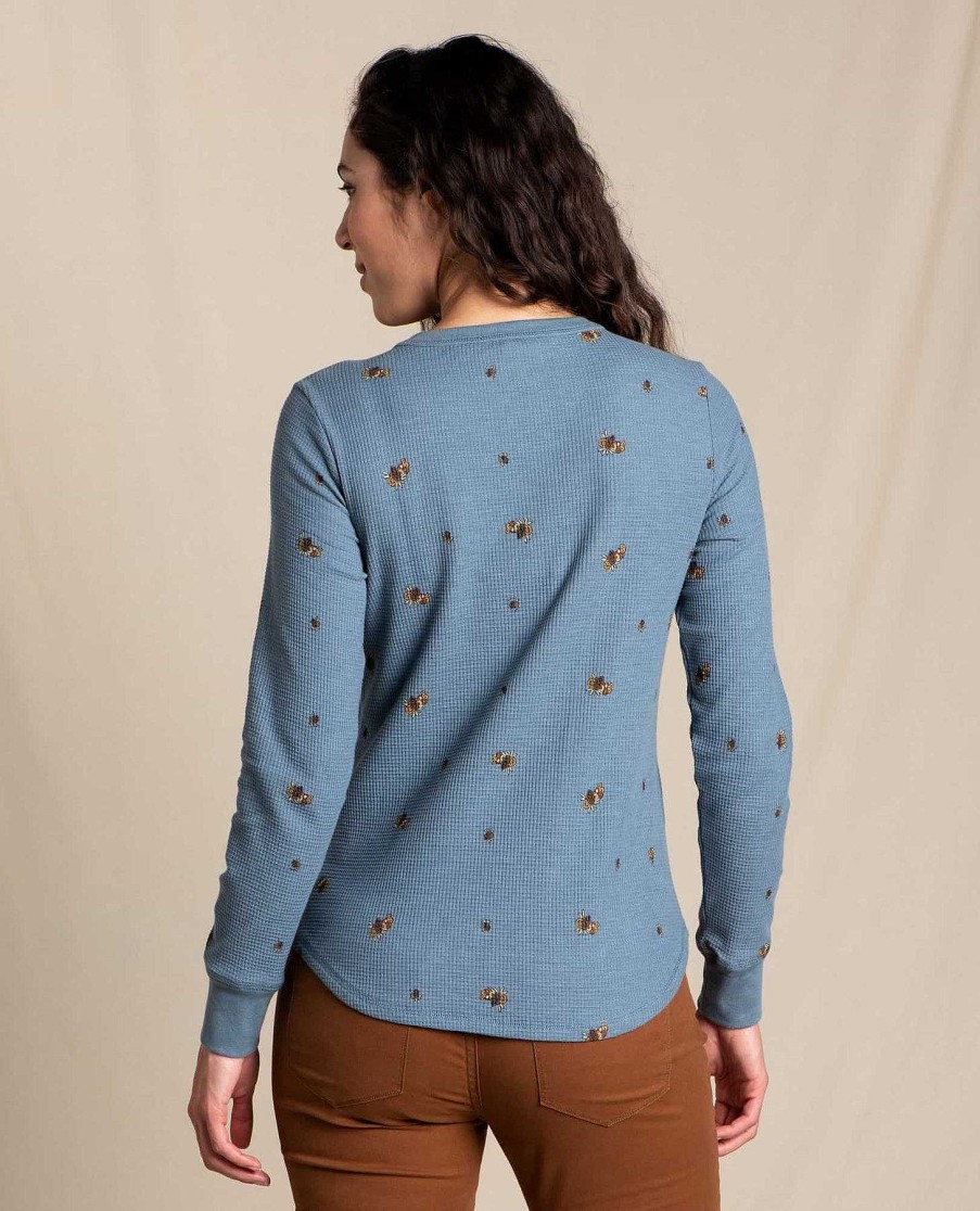 Women'S Toad&Co Shirts | Foothill Long Sleeve Crew For Women North Shore Motif Print