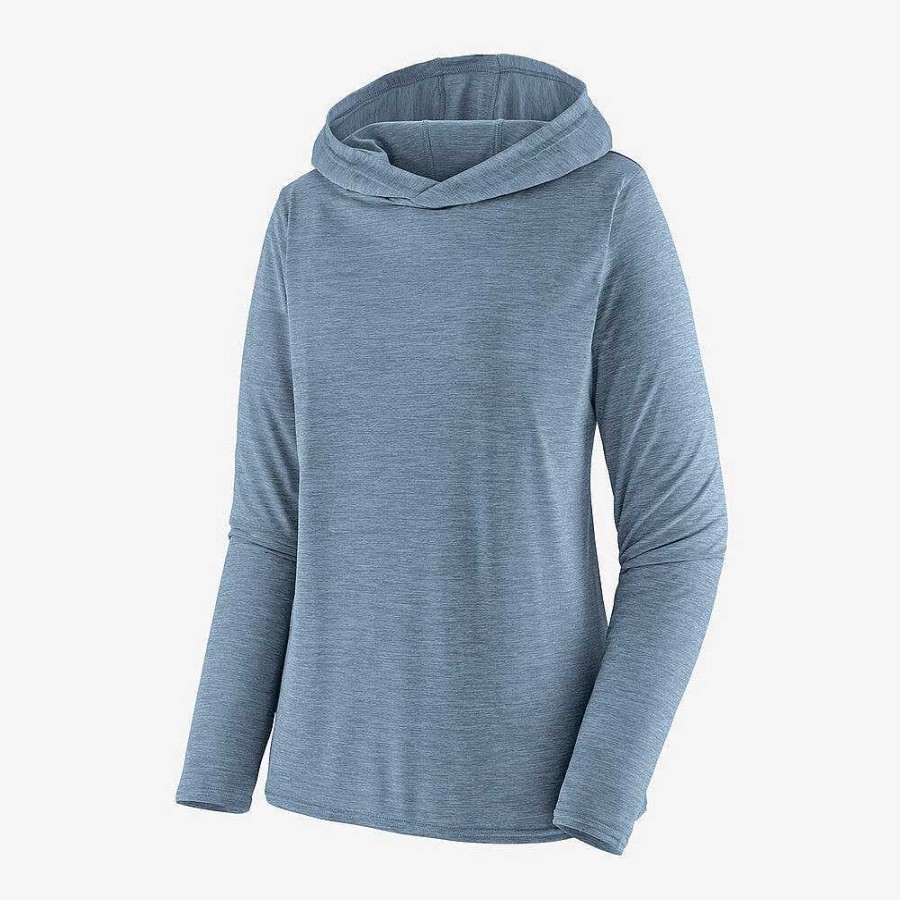 Women'S Patagonia Performance Shirts | Capilene Cool Daily Hoody For Women Steam Blue - Light Plume Grey X-Dye