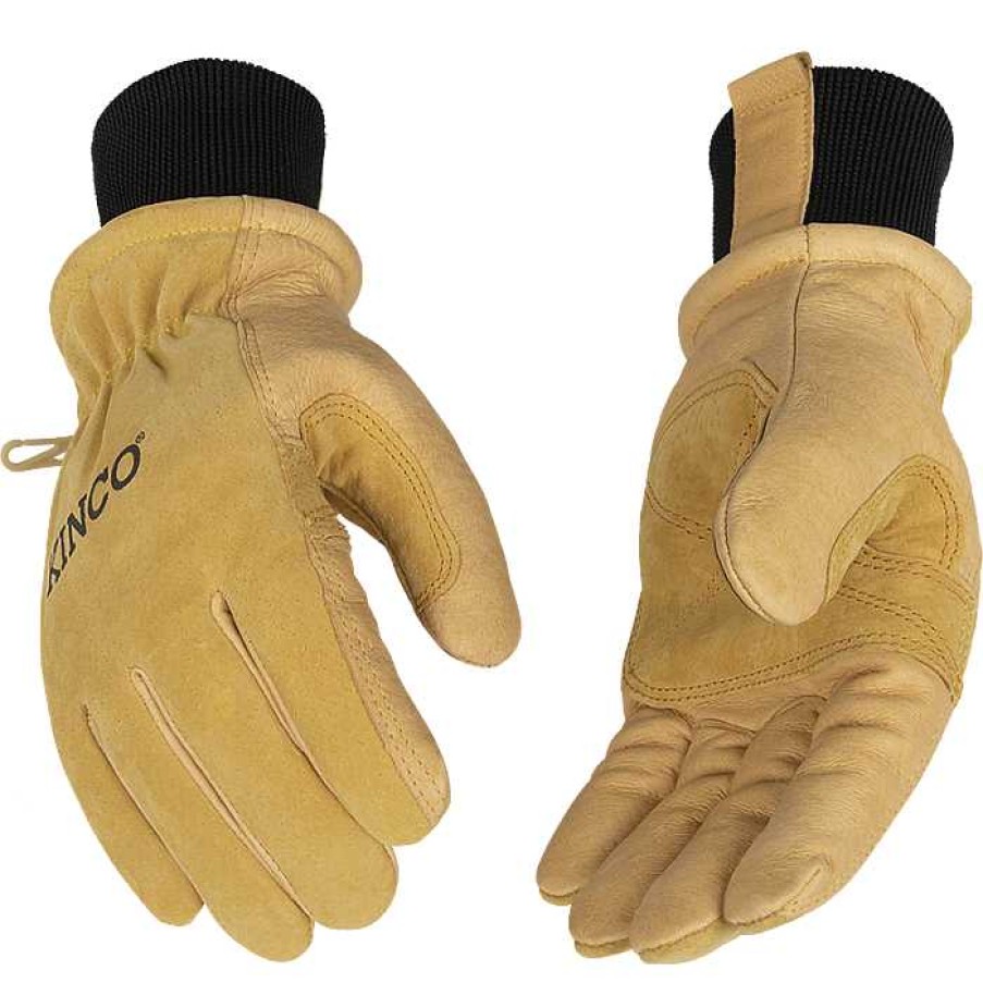 Women'S Kinco Gloves | Lined Heavy-Duty Premium Grain & Suede Pigskin Ski Glove With Omni-Cuff For Women Golden