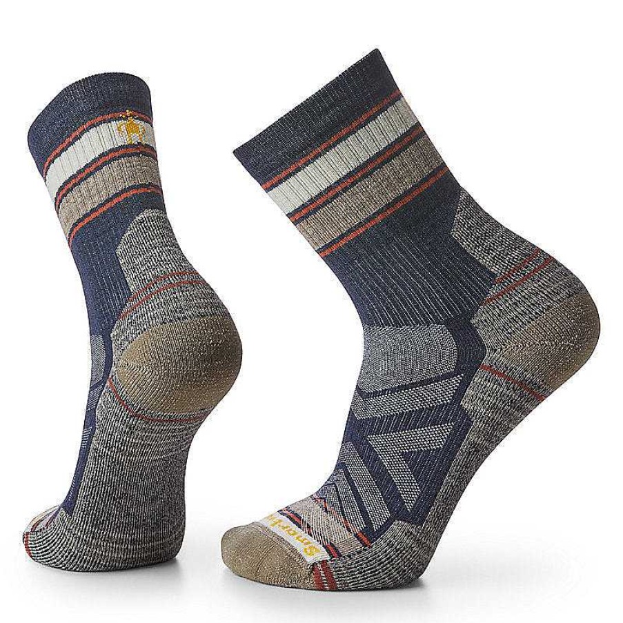 Men'S Smartwool Socks | Hike Light Cushion Striped Mid Socks For Men