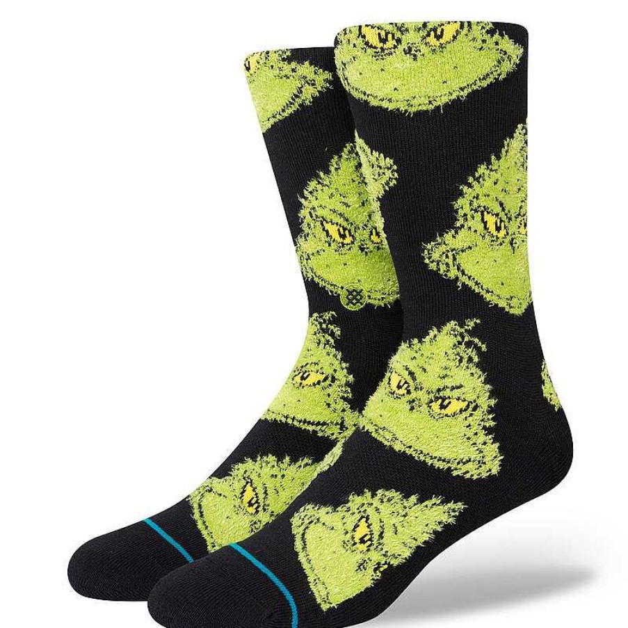 Men'S Stance Socks | The Grinch X Stance Crew Socks Mean One - Black