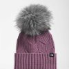 Kids' The North Face Head & Neckwear | Oh Mega Fur Pom Beanie For Youth Pikes Purple