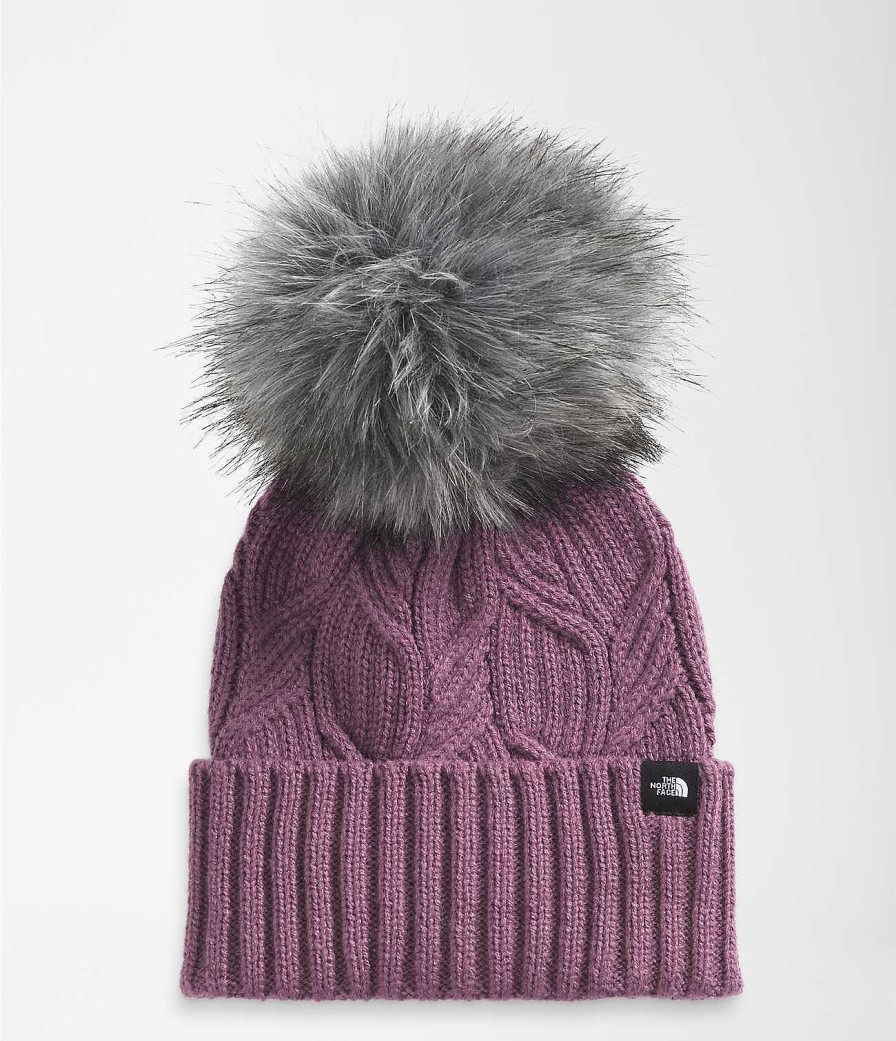 Kids' The North Face Head & Neckwear | Oh Mega Fur Pom Beanie For Youth Pikes Purple