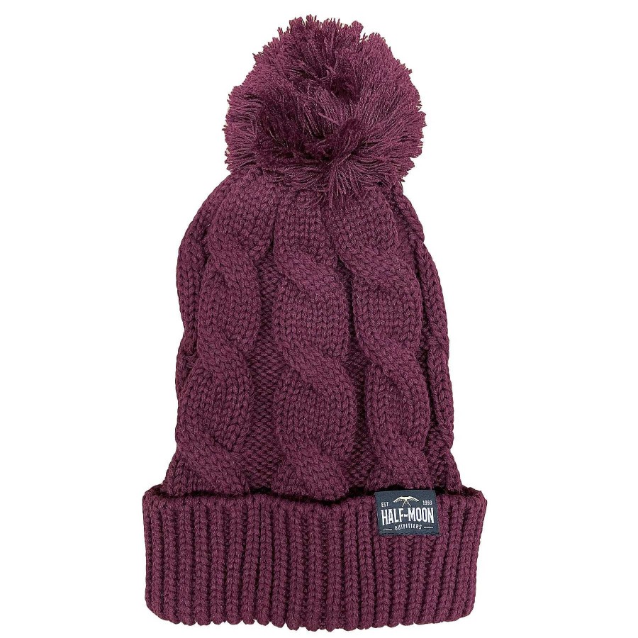 Half-Moon Collection Half-Moon Outfitters Half-Moon Apparel | Diamond Bird Chunky Twist Knit Beanie With Cuff & Pom