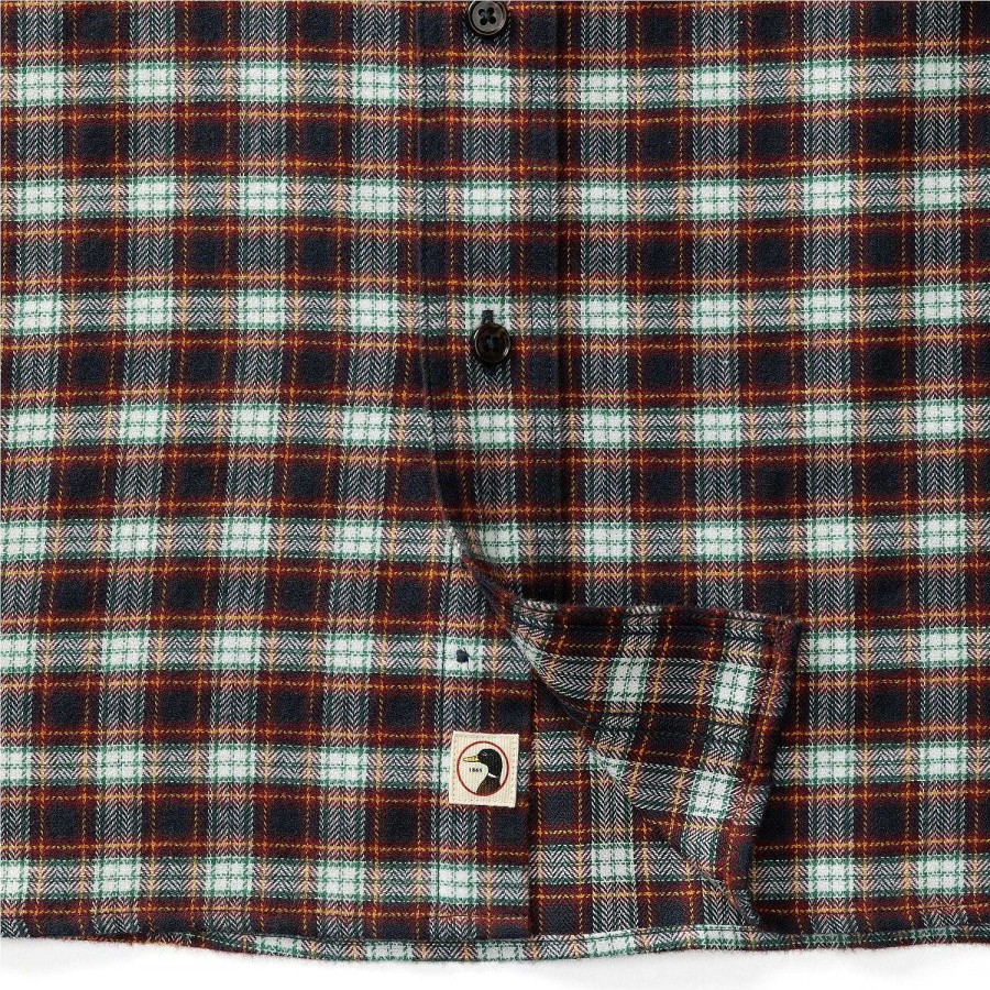 Men'S Duck Head Shirts | Cotton Flannel Sport Shirt Rosemont Plaid For Men Burnt Russet