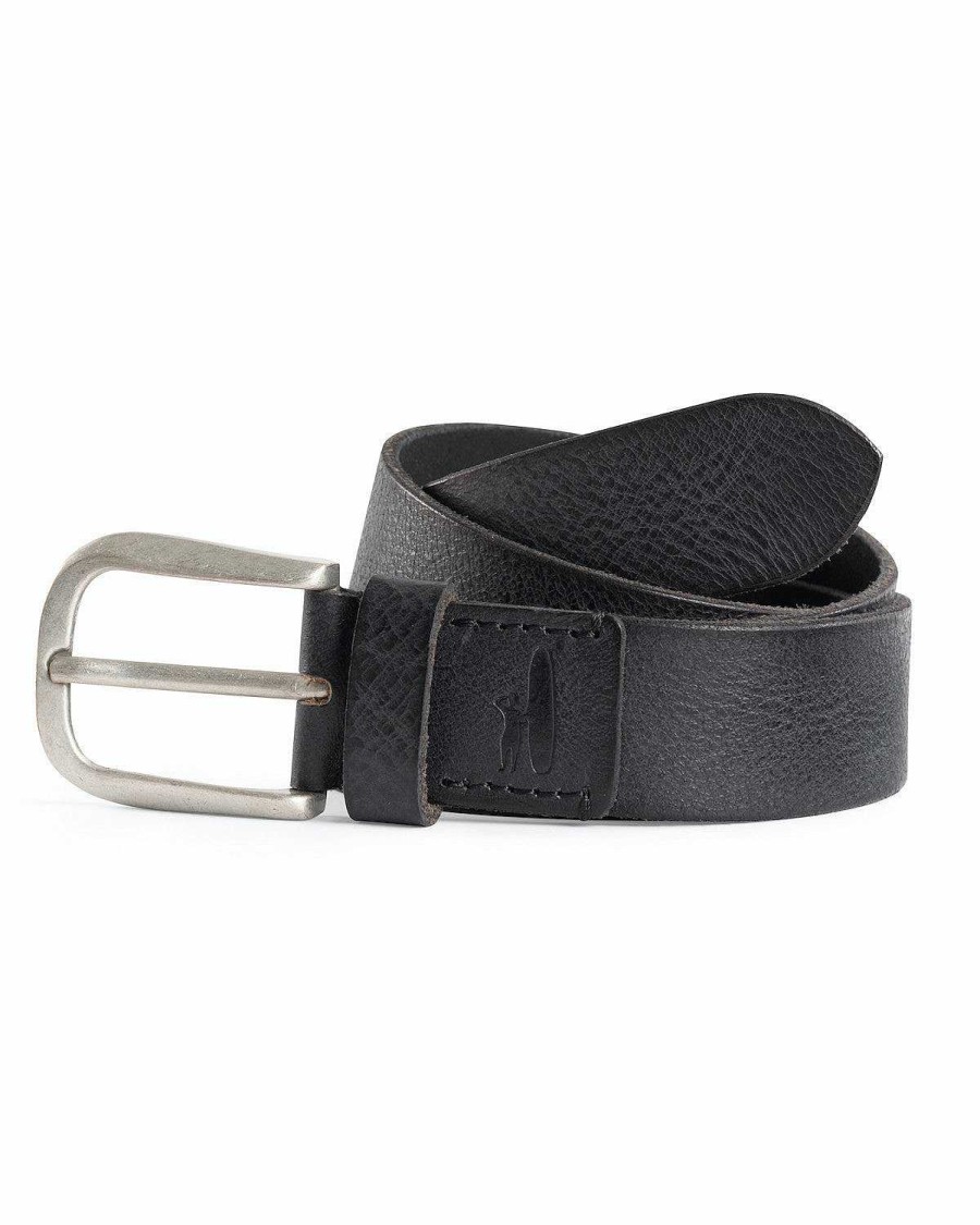 Men'S Johnnie-O Belts | Grain Leather Belt For Men Charcoal