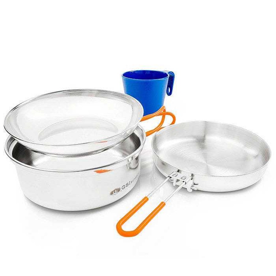 Gear GSI Outdoors Cookware | Glacier Stainless 1-Person Mess Kit Stainless Steel