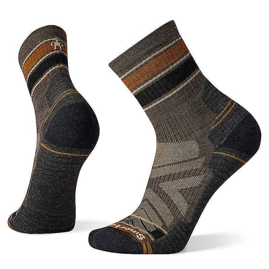 Men'S Smartwool Socks | Hike Light Cushion Striped Mid Socks For Men