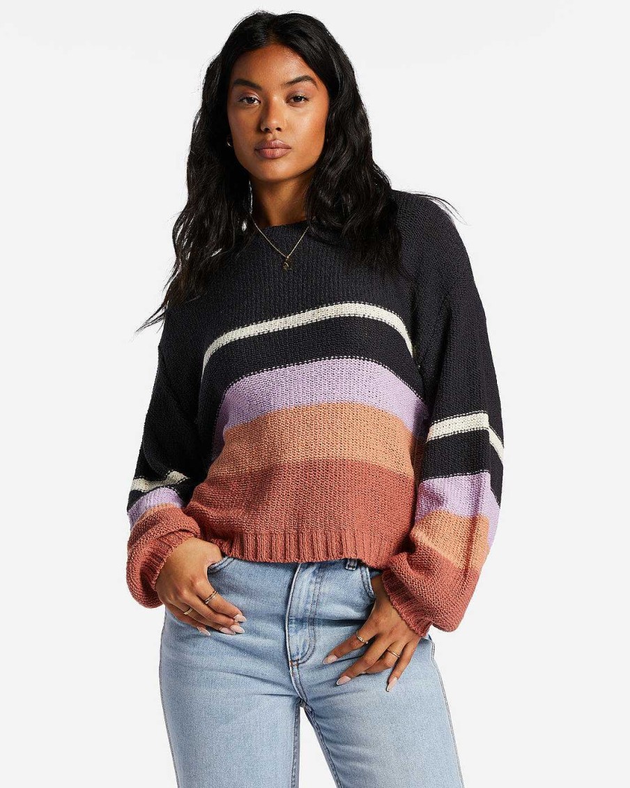 Women'S Billabong Shirts | Seeing Double Crop Crewneck Sweater For Women Lilac Breeze