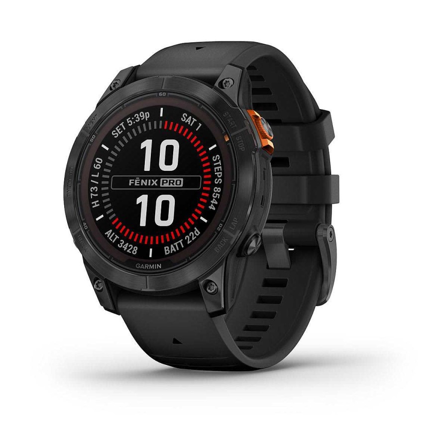 Men'S Garmin Watches | Fenix 7 Pro - Solar Edition Slate Gray With Black Band