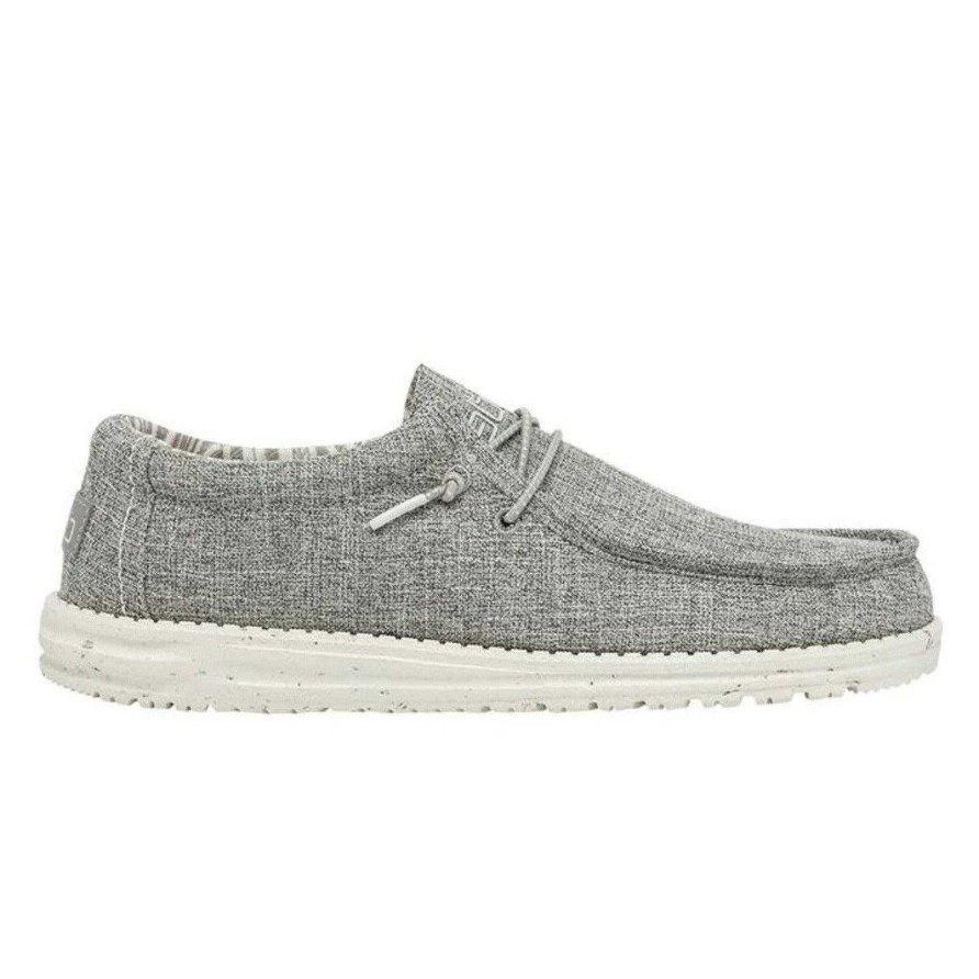 Footwear Hey Dude Shoes | Wally Eco Linen For Men Iron/Grey