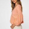 Women'S O'Neill Shirts | Mary Solid Long Sleeve Top For Women Peach