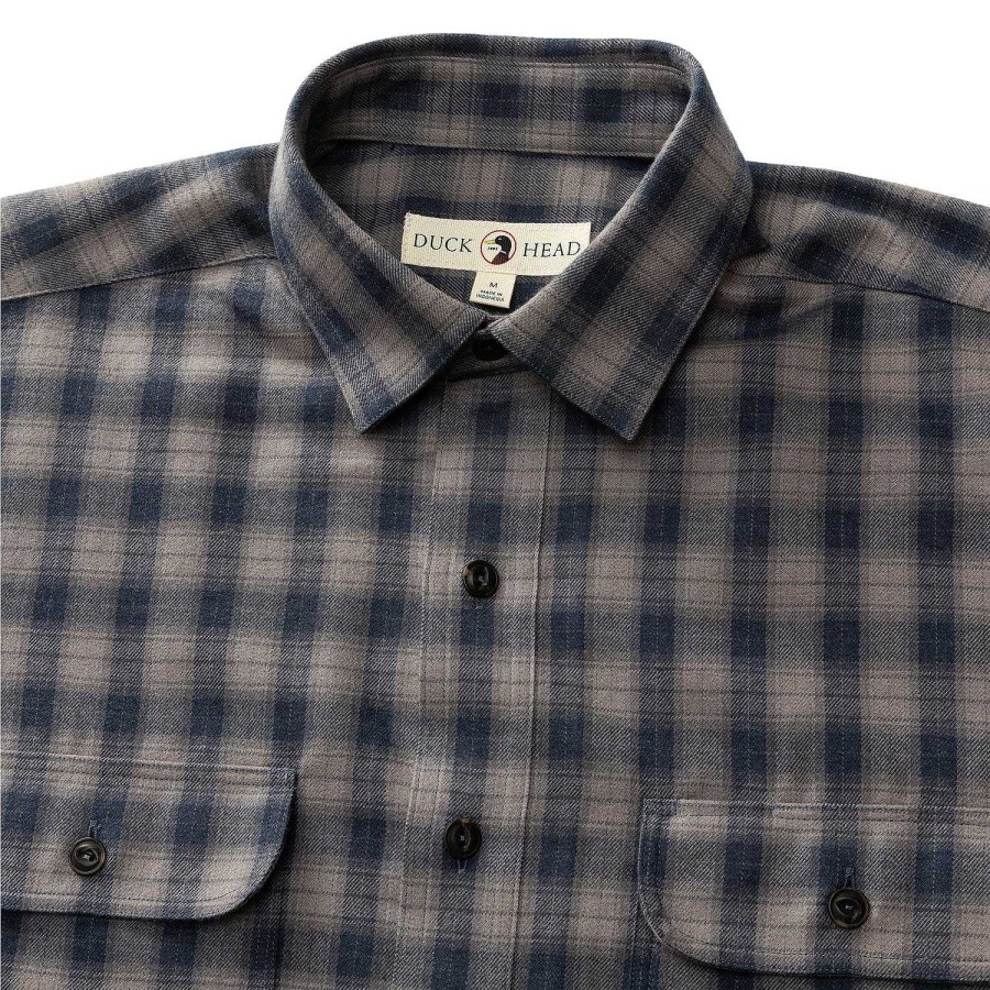 Men'S Duck Head Shirts | Performance Flannel Sport Shirt Lambert Plaid For Men Navy