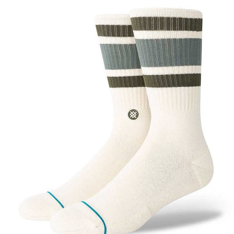 Men'S Stance Socks | Boyd Stripe Crew Socks For Men Vintage White