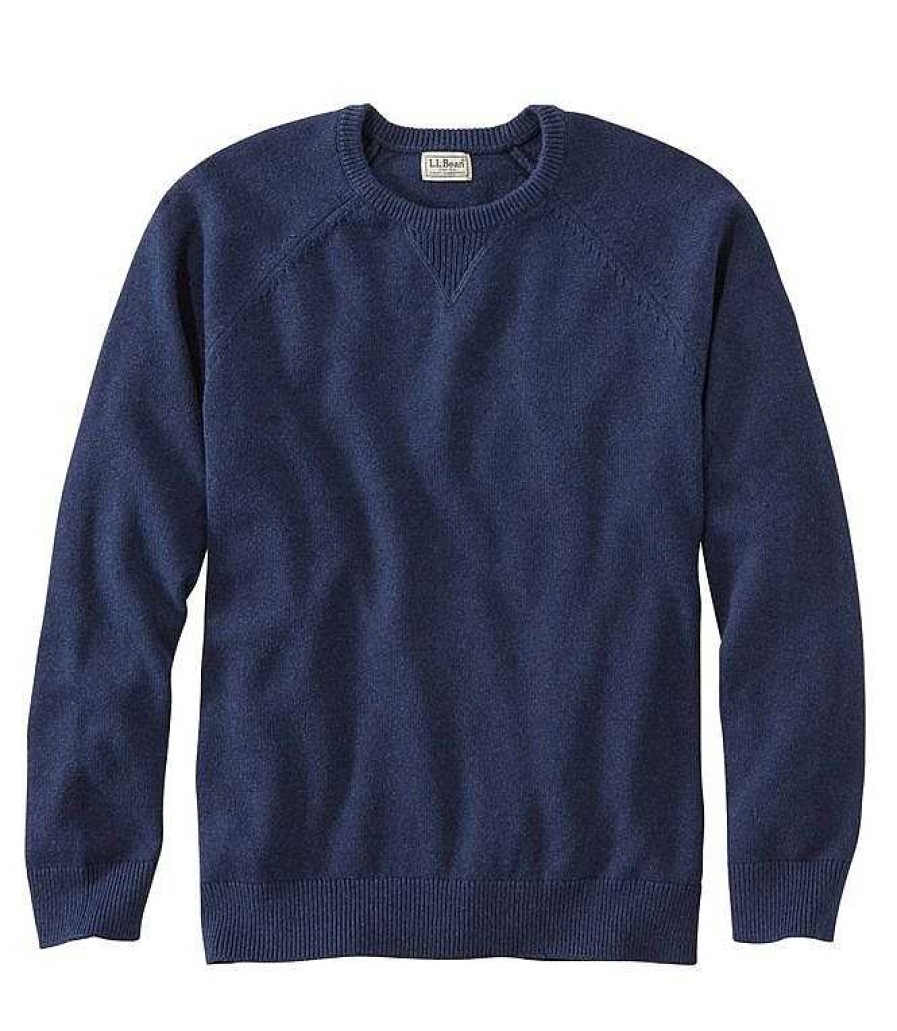 Men'S L.L.Bean Sweaters & Hoodies | Wicked Soft Cotton/ Cashmere Sweater, Crewneck For Men Classic Navy