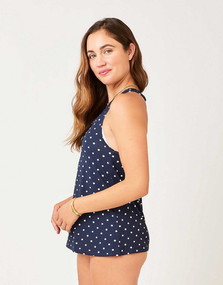 Women'S Carve Designs Tank Tops | Mari Tank For Women Navy Polka Dot