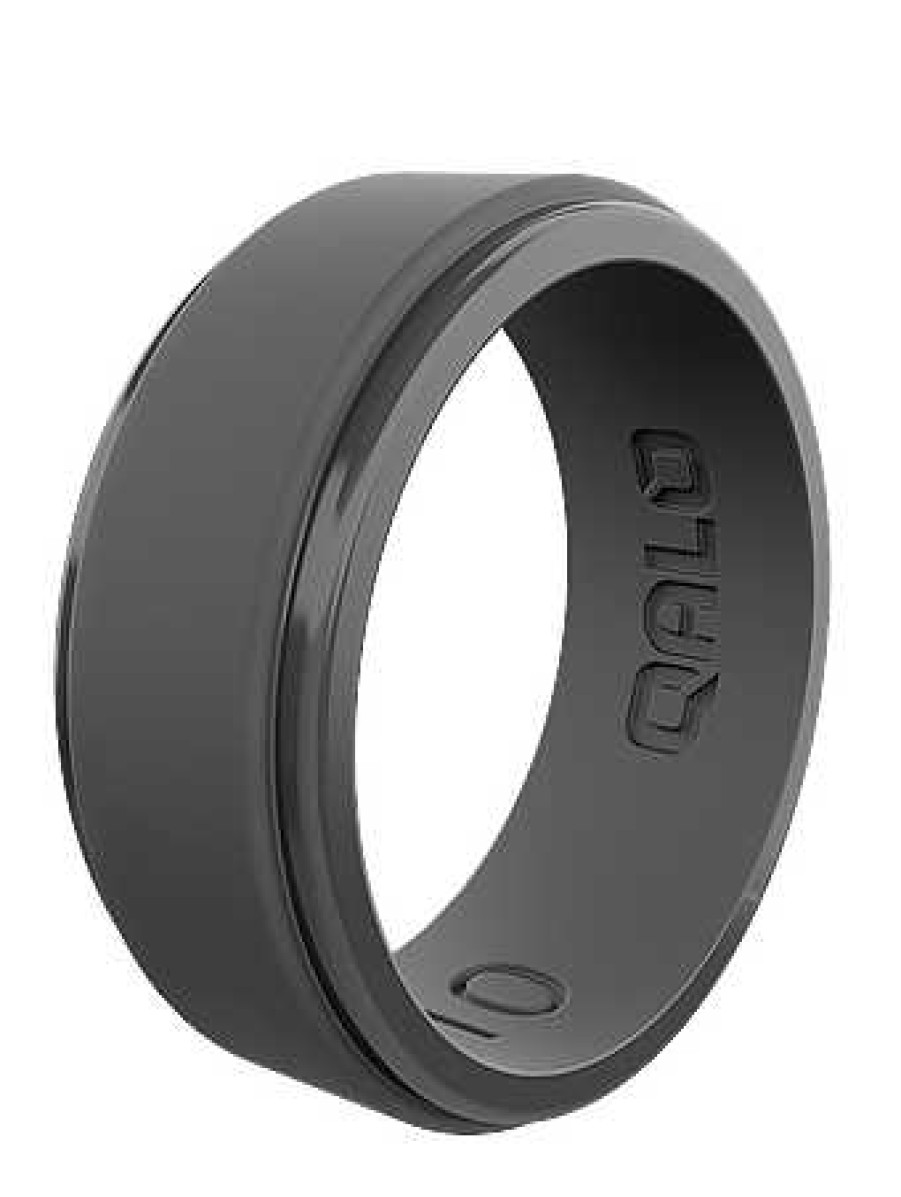 Men'S Qalo Rings | Step Edge Silicone Ring For Men Charcoal