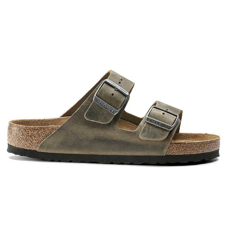 Footwear Birkenstock Sandals | Arizona Soft Footbed Oiled Leather Sandals For Men Khaki