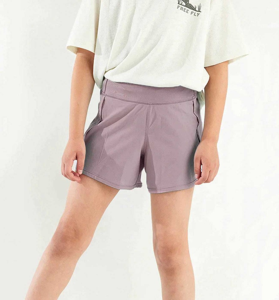 Kids' Free Fly Apparel Bottoms | Bamboo Lined Breeze Short For Girls Purple Peak