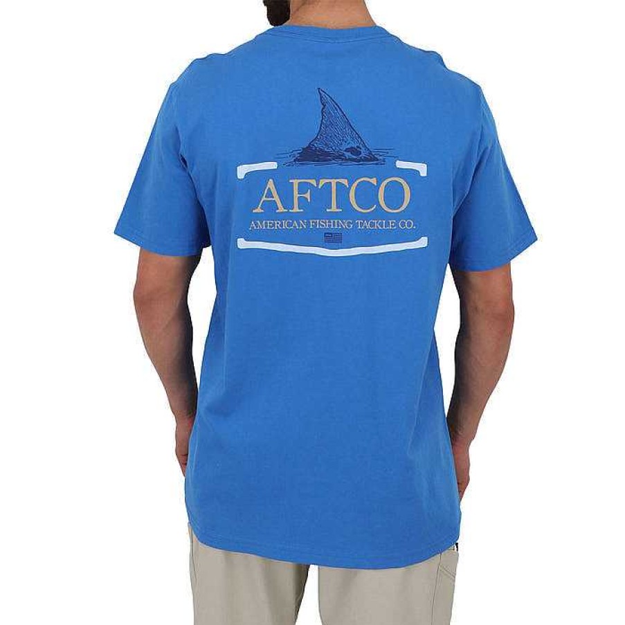 Men'S AFTCO T-Shirts | Tall Tail Short Sleeve Shirt For Men Nautical Blue