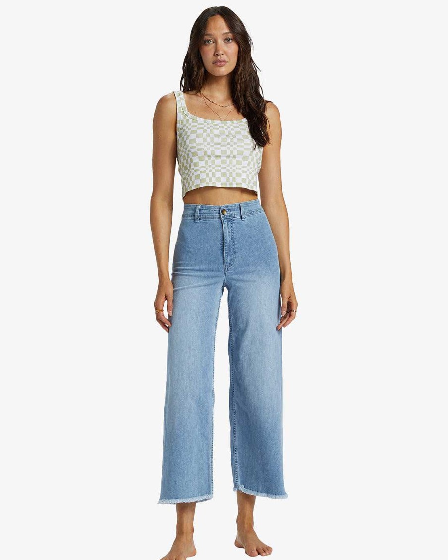 Women'S Billabong Pants | Free Fall Indigo Wide-Leg Jeans For Women Surf Spray