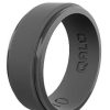 Men'S Qalo Rings | Polished Step Edge Silicone Ring For Men Charcoal