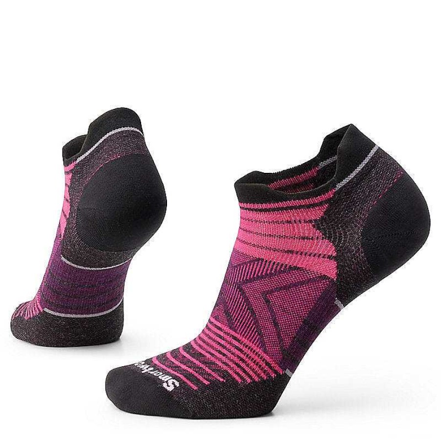 Women'S Smartwool Socks | Run Zero Cushion Stripe Low Ankle Socks For Women Power Pink