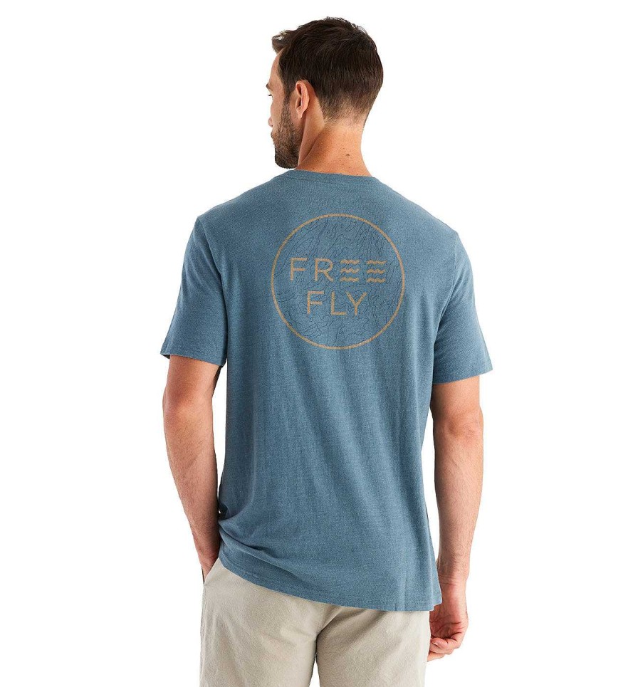 Men'S Free Fly Apparel T-Shirts | Elevation Tee For Men Heather Slate Blue