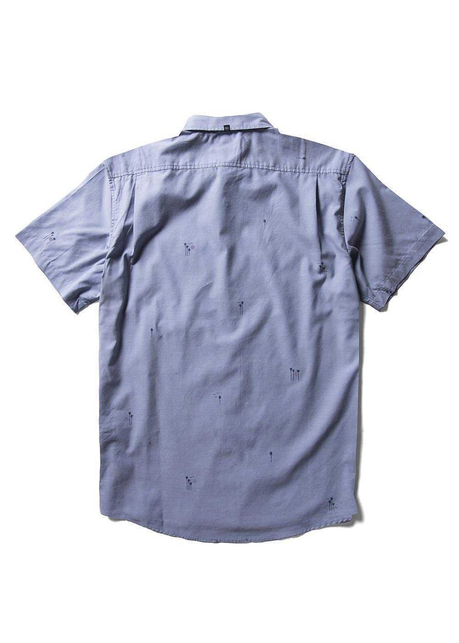 Men'S Vissla Shirts | Palm Away Eco Short Sleeve Shirt For Men Faded Denim