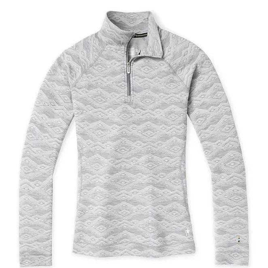 Women'S Smartwool Baselayers & Underwear | Merino 250 Base Layer Pattern 1/4 Zip For Women Light Gray Mountain Fairisle