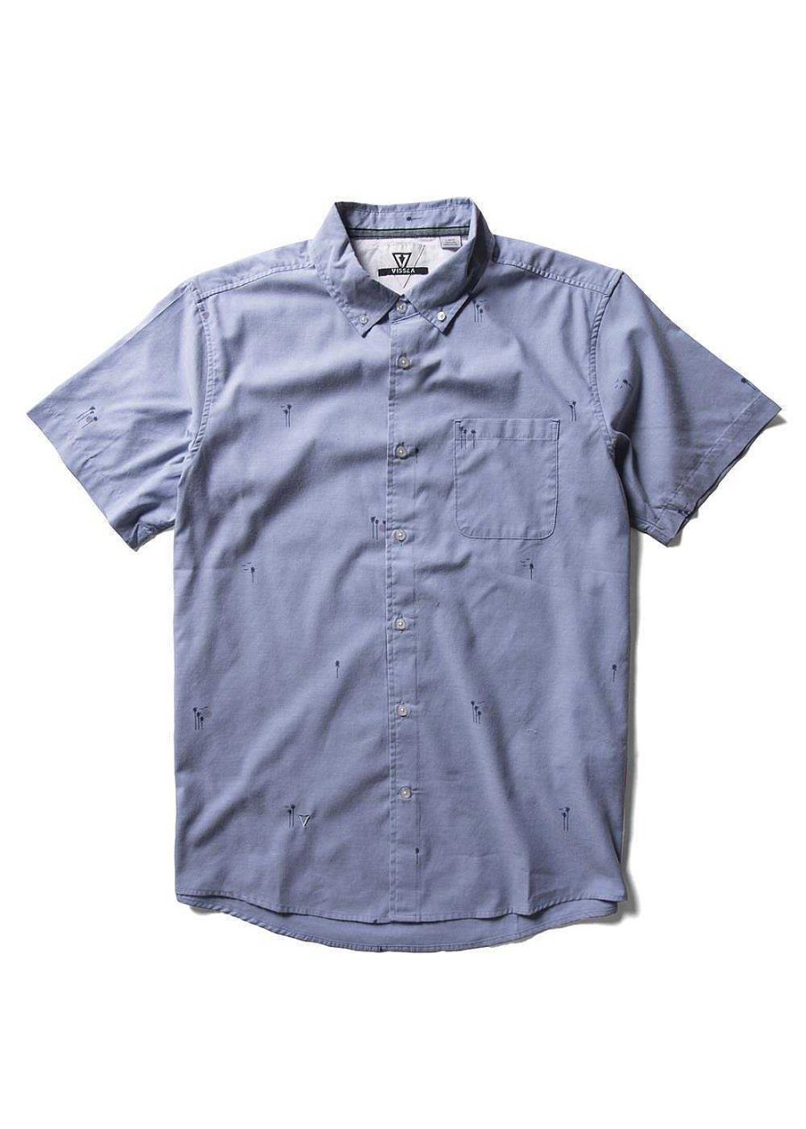 Men'S Vissla Shirts | Palm Away Eco Short Sleeve Shirt For Men Faded Denim