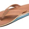 Footwear Rainbow Sandals | Classic Leather Double Arch Sandals For Women Tan/Blue