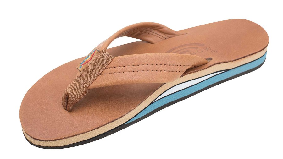 Footwear Rainbow Sandals | Classic Leather Double Arch Sandals For Women Tan/Blue