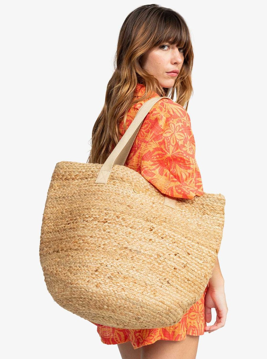 Women'S Roxy Bags & Wallets | Ritual Kiss Tote Beach Bag Natural