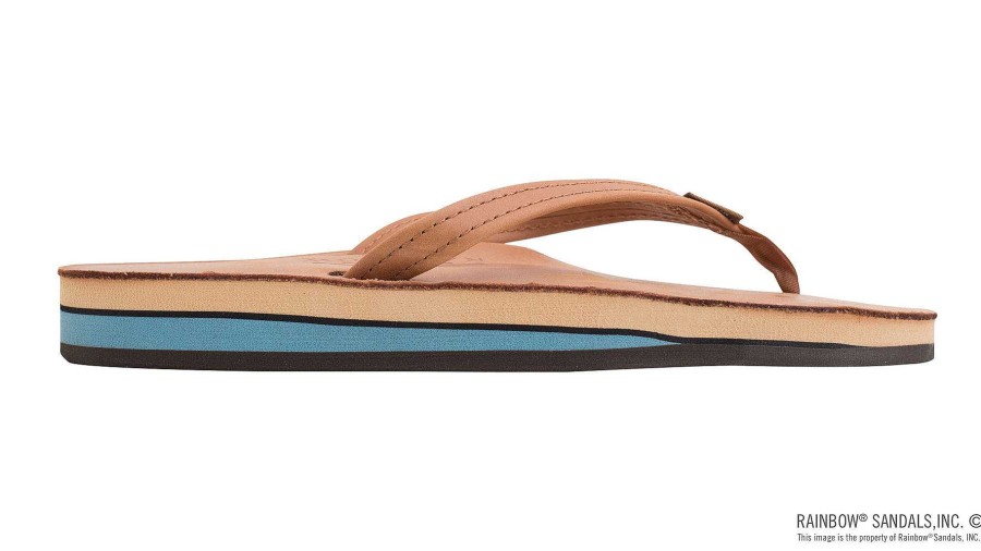 Footwear Rainbow Sandals | Classic Leather Double Arch Sandals For Women Tan/Blue